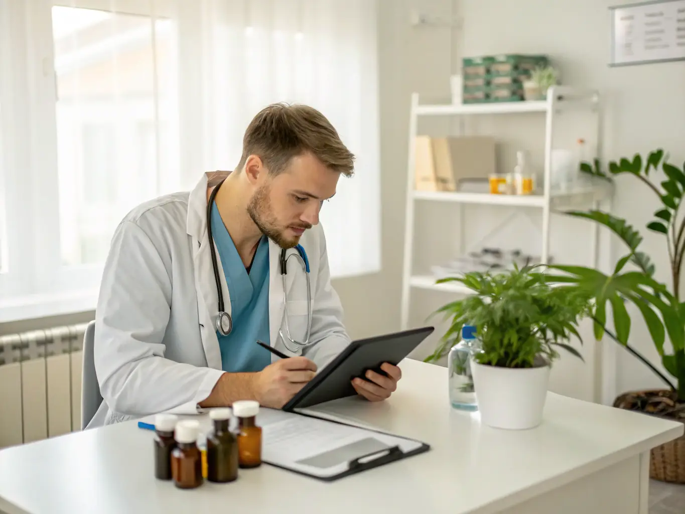 A veterinary receptionist efficiently manages a high volume of calls at a busy front desk, using a DataTel 360 VoIP phone system to schedule appointments and handle client inquiries with ease.