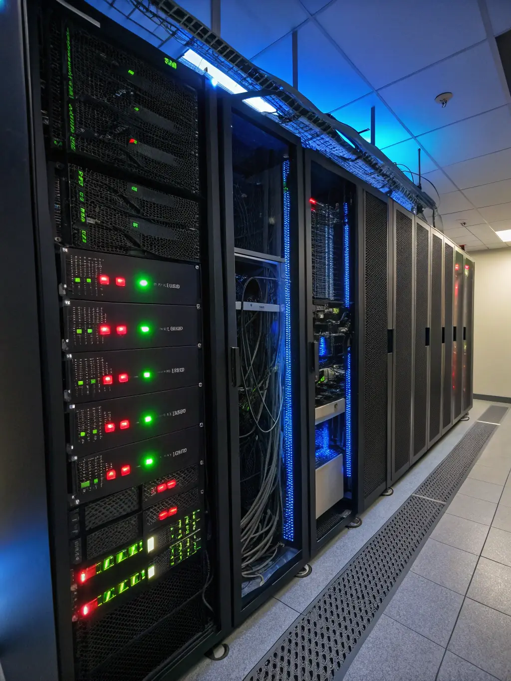 A high-quality image of a server room with advanced networking equipment, highlighting DataTel 360's expertise in network infrastructure.