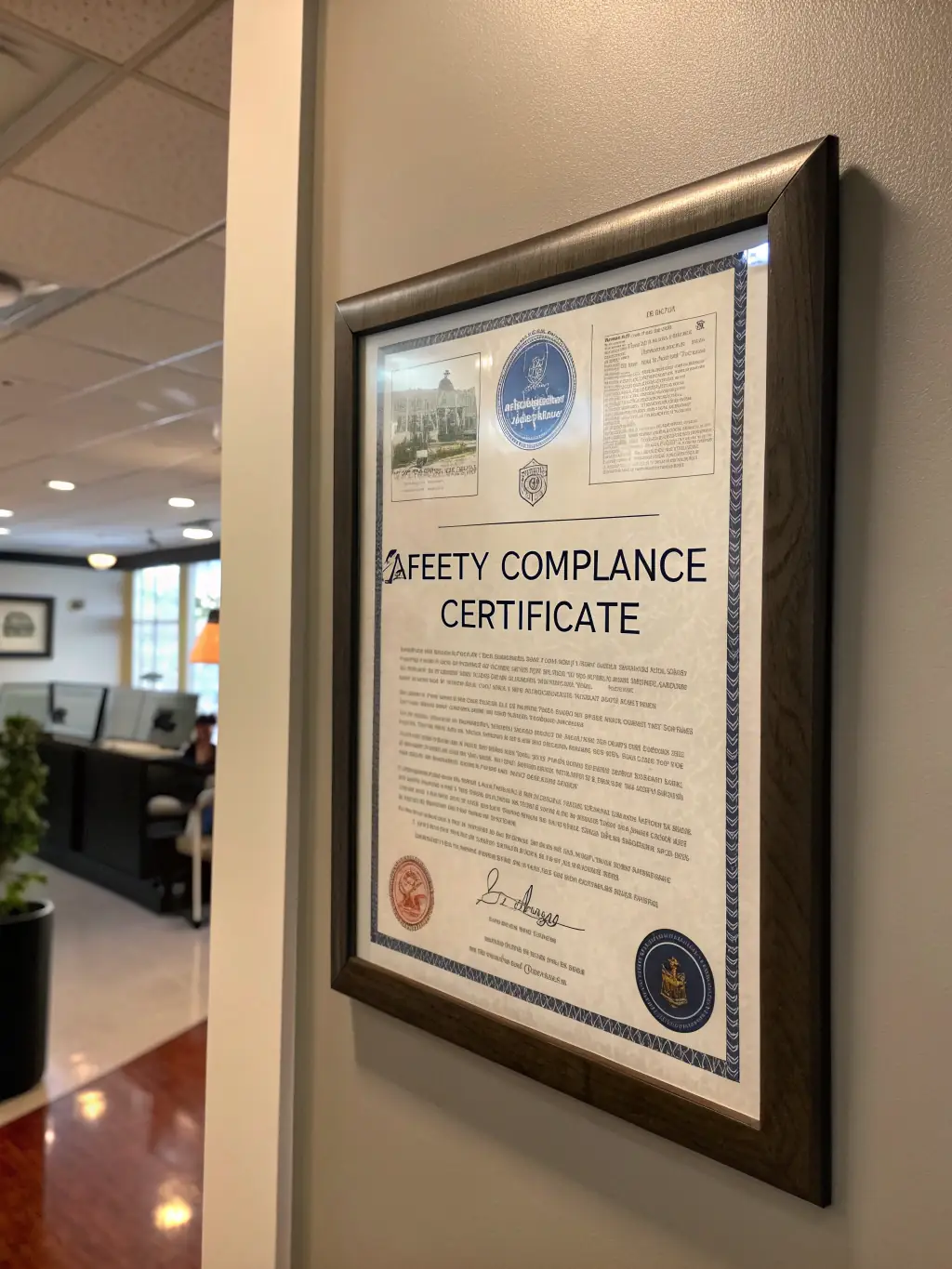 A close-up of a HIPAA compliance certificate, emphasizing the importance of secure communication in healthcare.