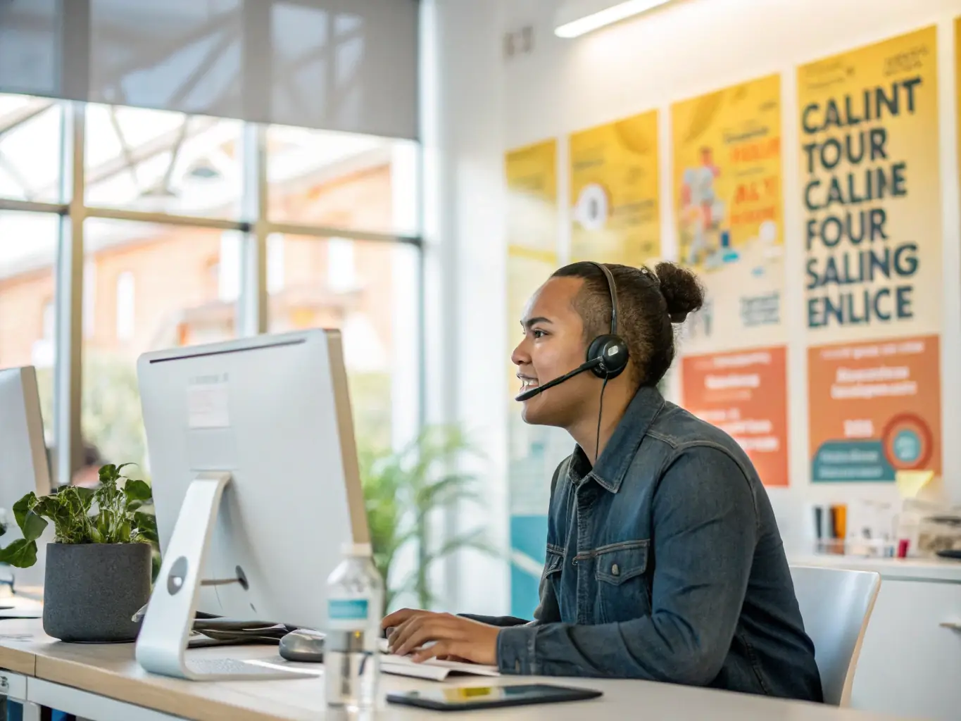 A photo of a support team member providing remote assistance to a client, highlighting the ongoing support and maintenance phase of a global IT deployment.