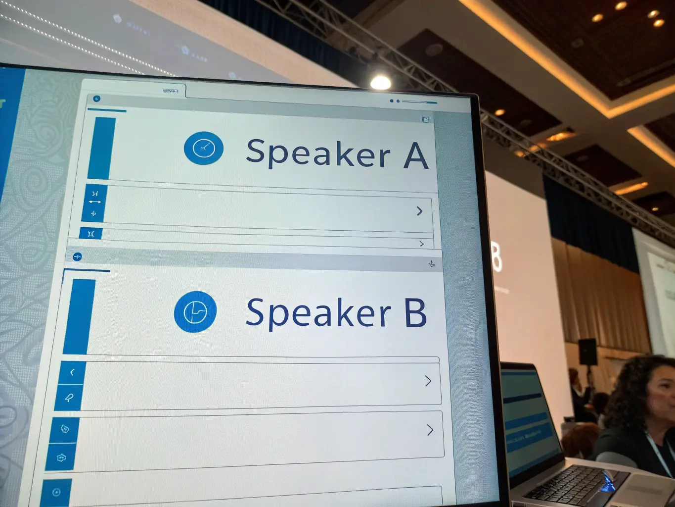 A close-up shot of a computer screen displaying a call transcription interface, highlighting the real-time transcription feature of Intermedia AI Call Recap. The interface shows clear, accurate text being generated as someone speaks on a call.