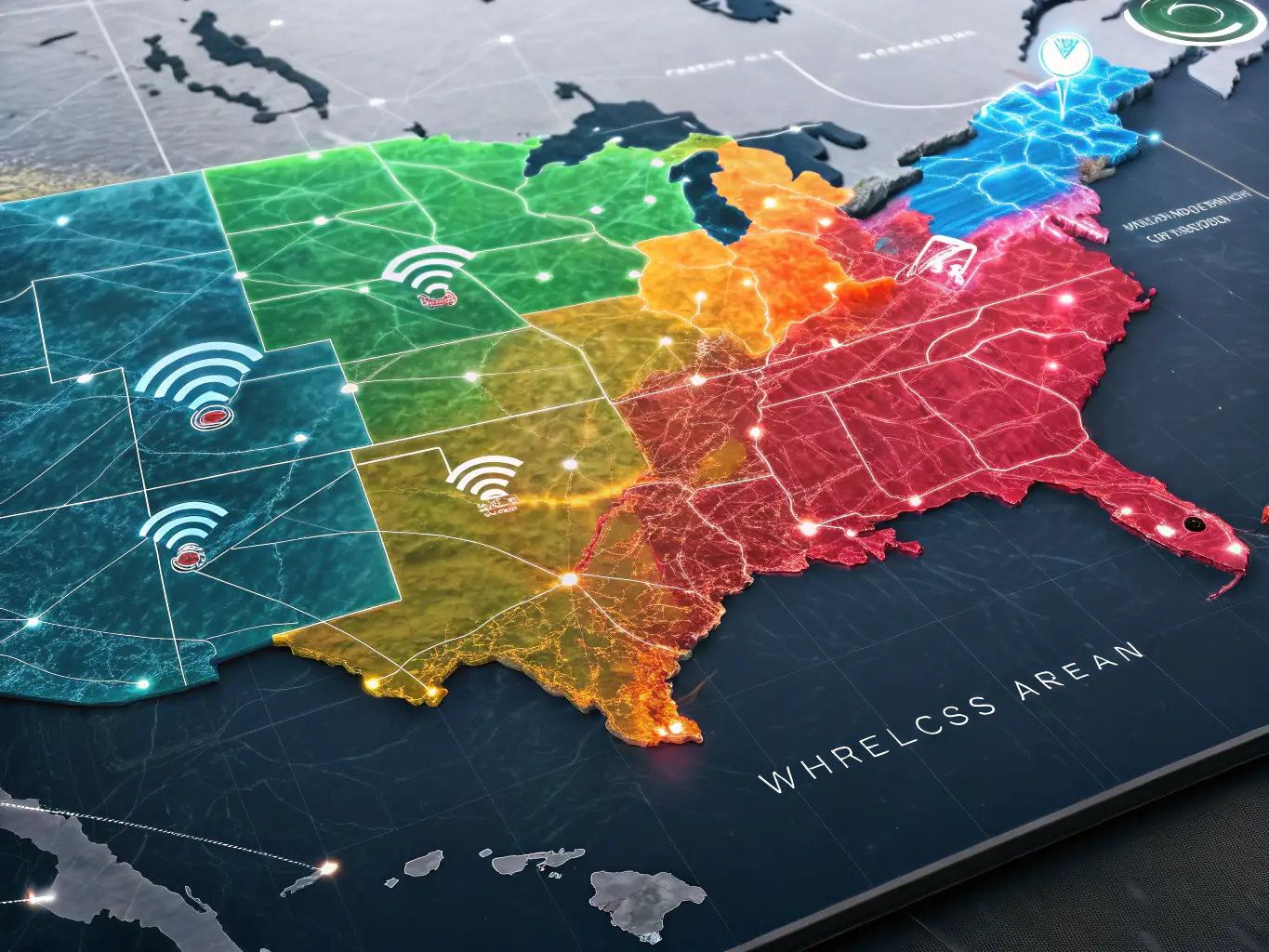 A map of the United States with pins indicating technician locations across the country, highlighting the nationwide coverage.