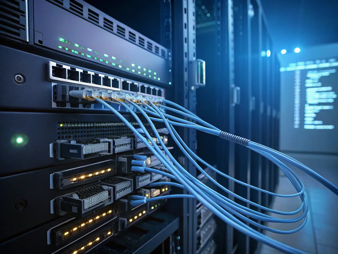 An image depicting a network diagram illustrating the scalability of a fiber optic network, showing how it can easily expand to accommodate growing business needs.
