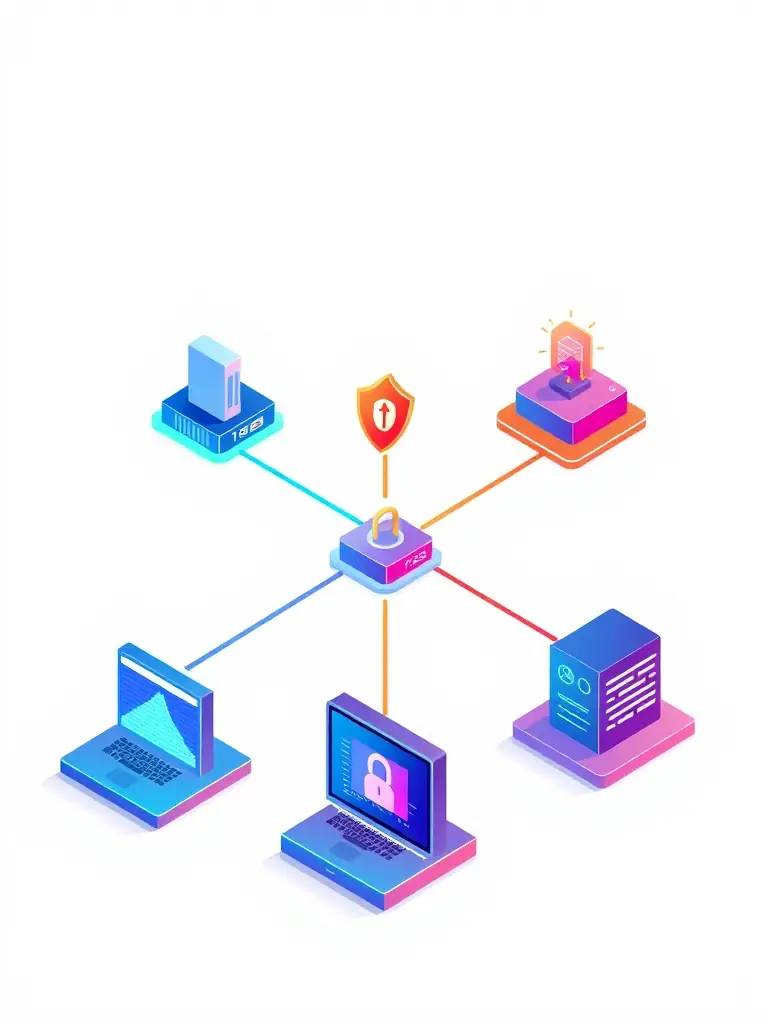 An image representing cybersecurity measures, such as a firewall interface or a secure network diagram, illustrating the critical role of security protocols in protecting business data and systems, aligning with DataTel 360's security assessment services.