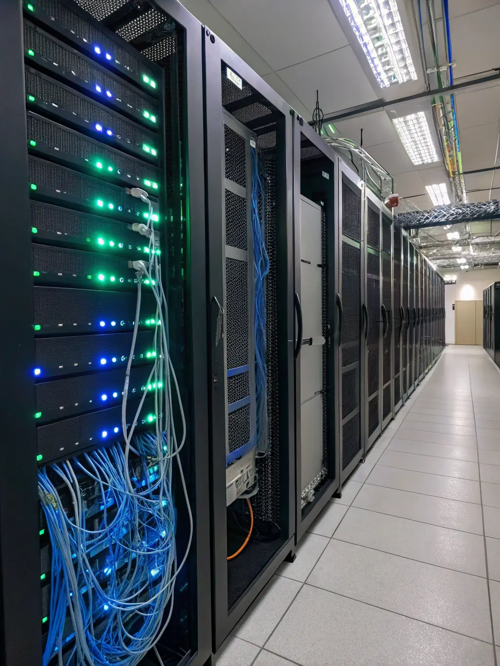A professional photograph showcasing a server room with various branded servers and networking equipment, highlighting the diversity of technology solutions available through DataTel 360's partnership with TD SYNNEX. The image should convey reliability and cutting-edge technology.