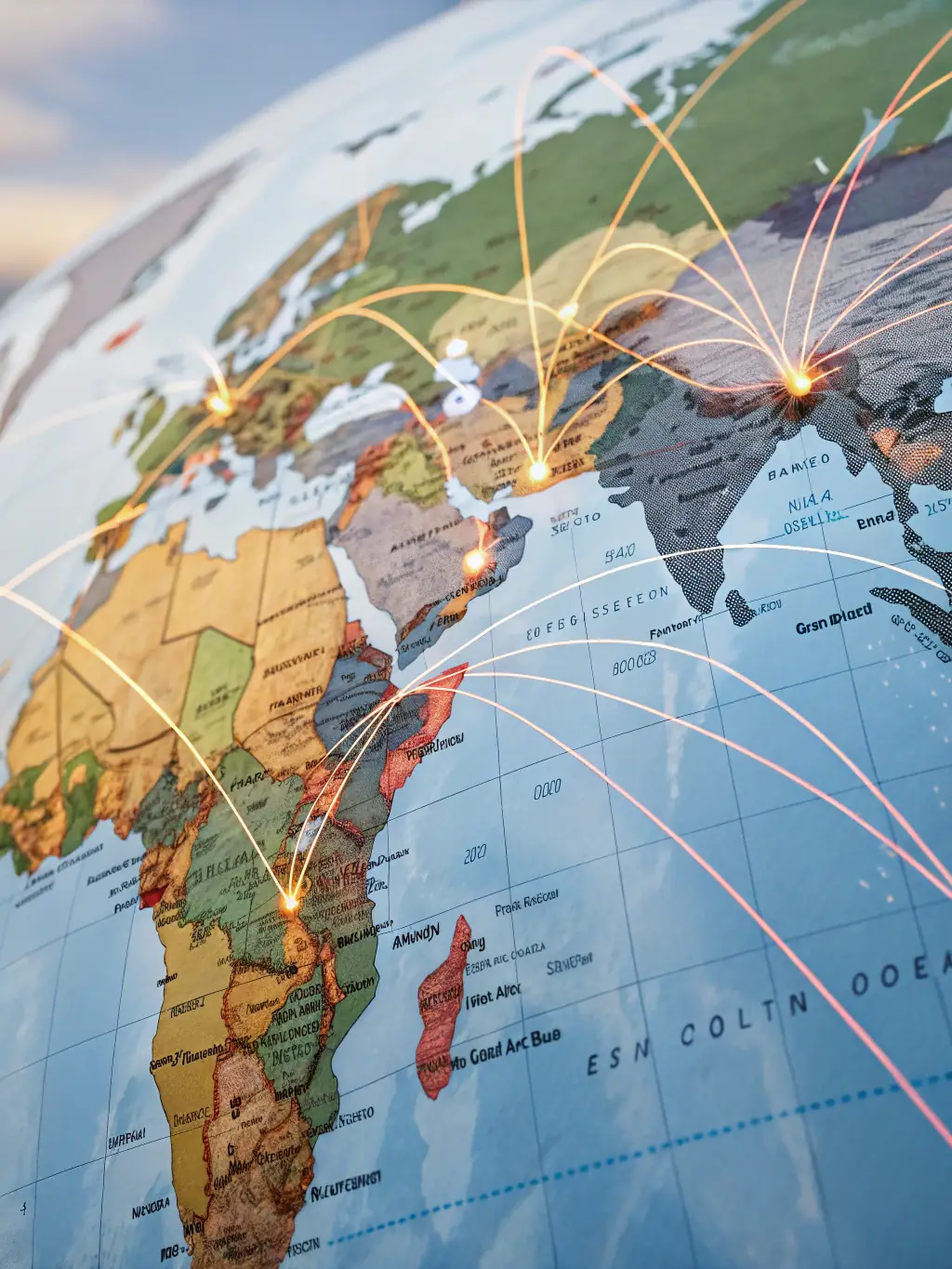 An image depicting international phone number provisioning, showcasing various country flags and phone icons, emphasizing DataTel 360's ability to provide local presence.