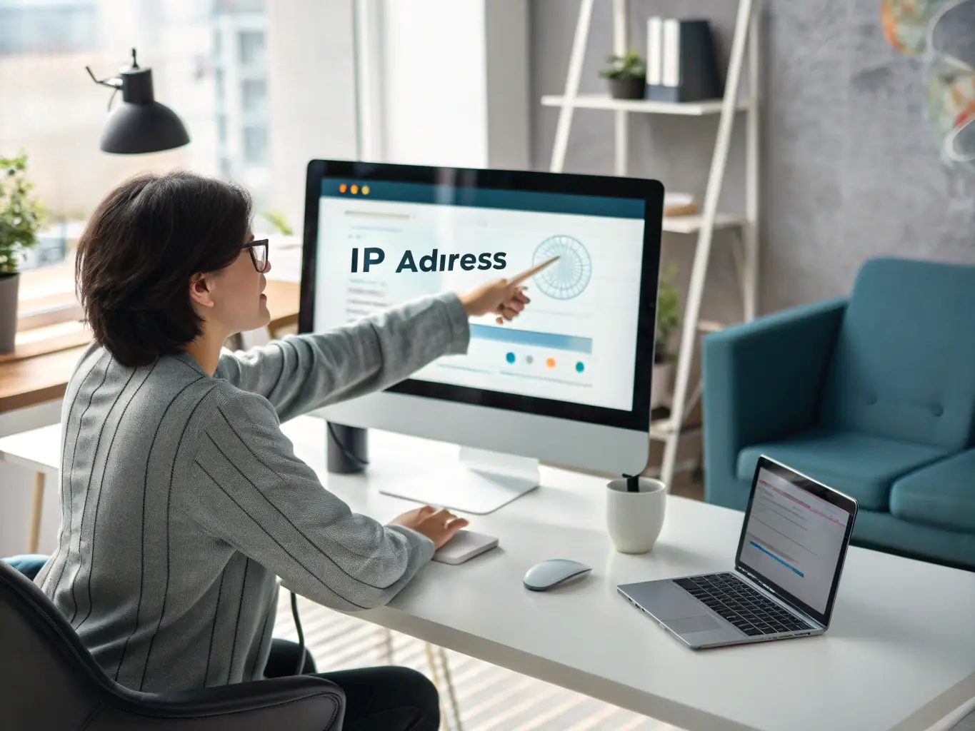 A network engineer reviewing a network diagram on a computer screen, highlighting the importance of planning and design in network infrastructure.
