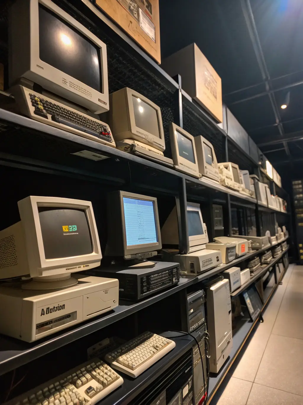 A visually appealing image of various laptops and desktop computers from different brands, emphasizing the variety of end-user devices available through DataTel 360 and TD SYNNEX.