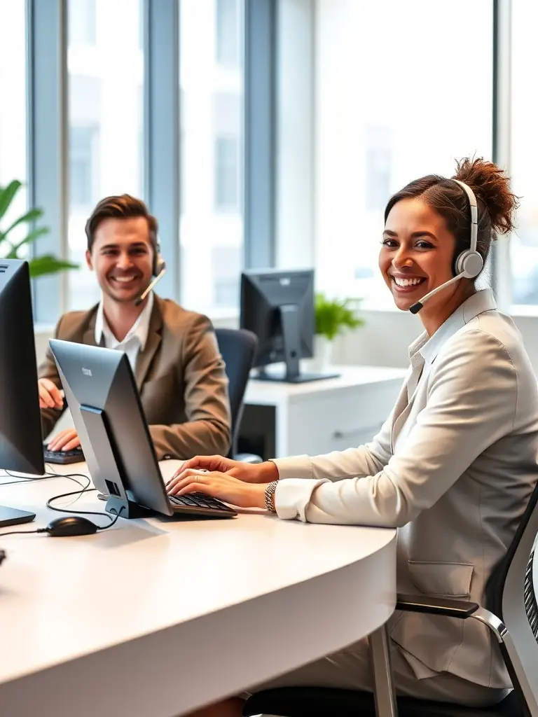 A clear VoIP phone call in progress, with happy employees communicating effectively, highlighting the enhanced communication capabilities of DataTel 360's VoIP solutions.