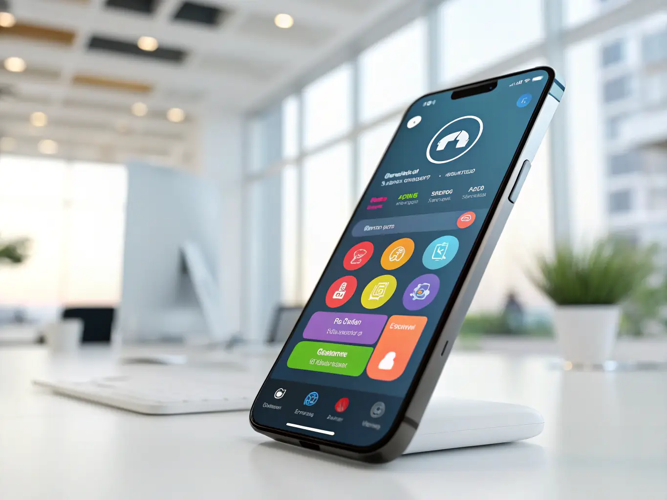 A professional using a mobile app connected to the DataTel 360 VoIP system, demonstrating the convenience and accessibility of the mobile app feature.