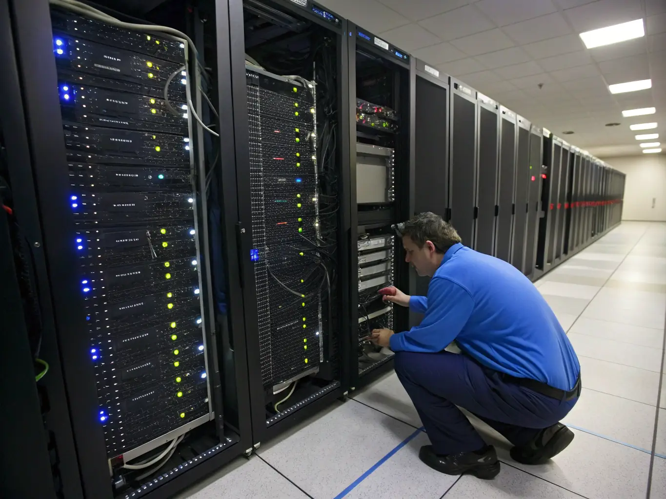 An organized MDF/IDF room showcasing DataTel 360's rack and stack services, emphasizing the clean and efficient cable management.