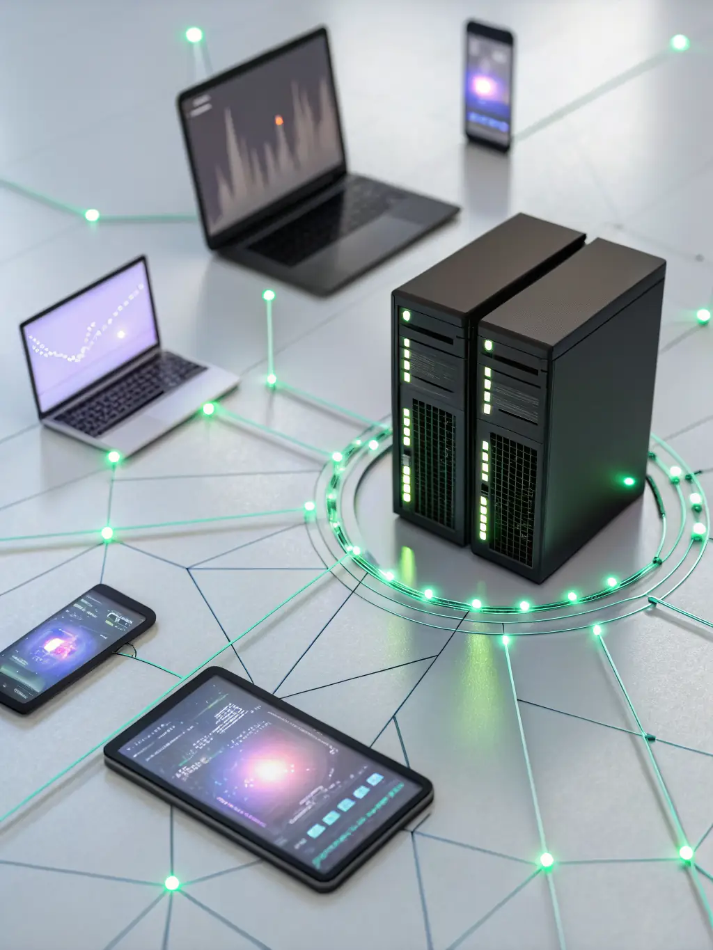 A visual representation of SIP trunking, showing multiple phone lines converging into a single, efficient connection.