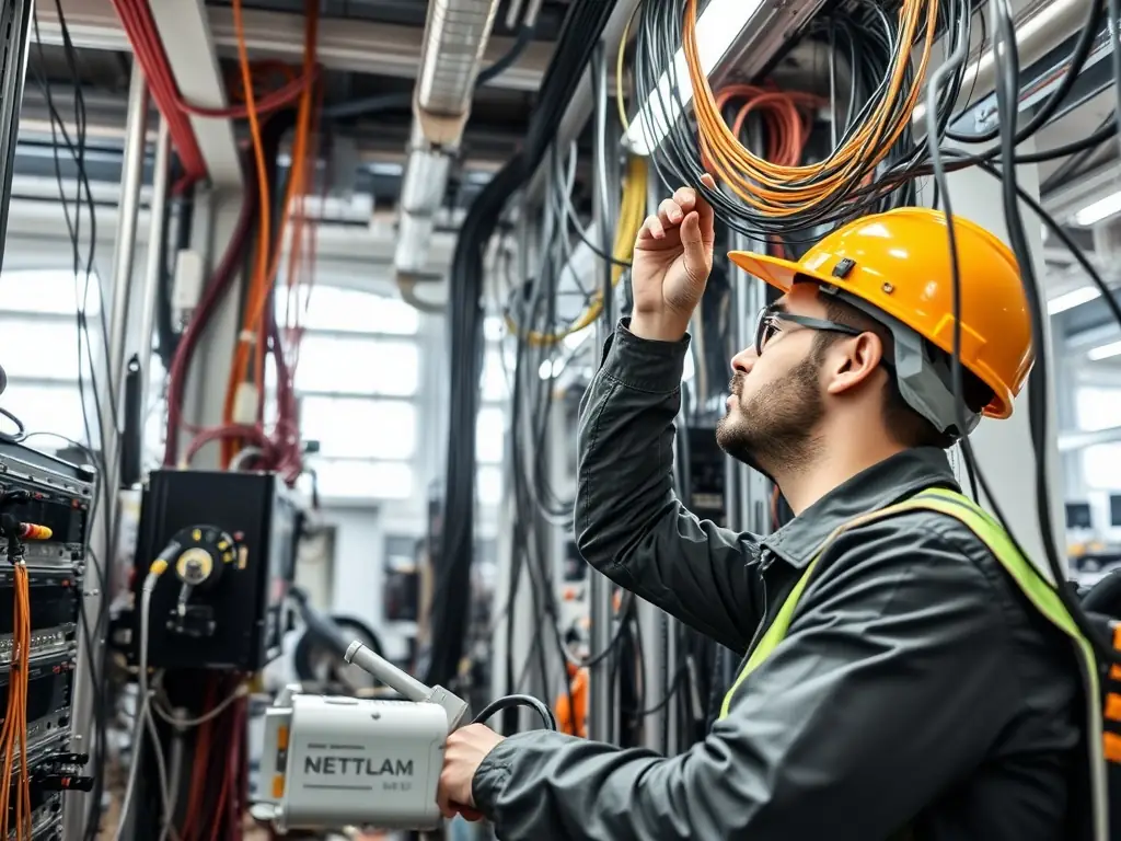 A technician performing on-site repair work on a phone system, emphasizing DataTel 360's commitment to hands-on support.