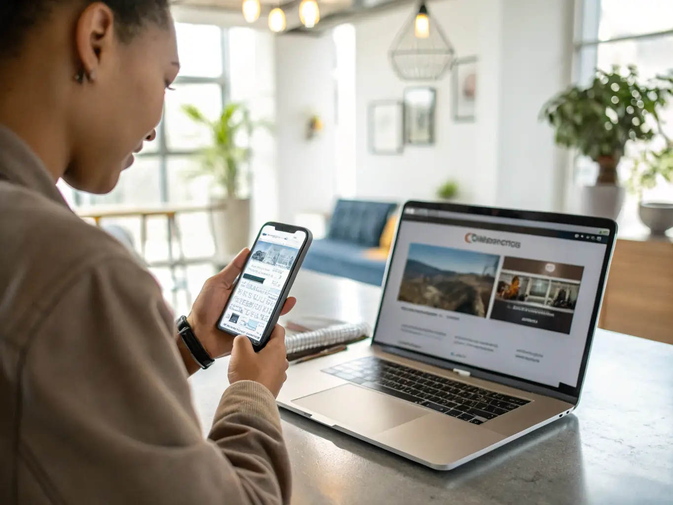 A person working remotely on a laptop, using a VoIP softphone application to make a business call, illustrating the flexibility and mobility of VoIP systems.