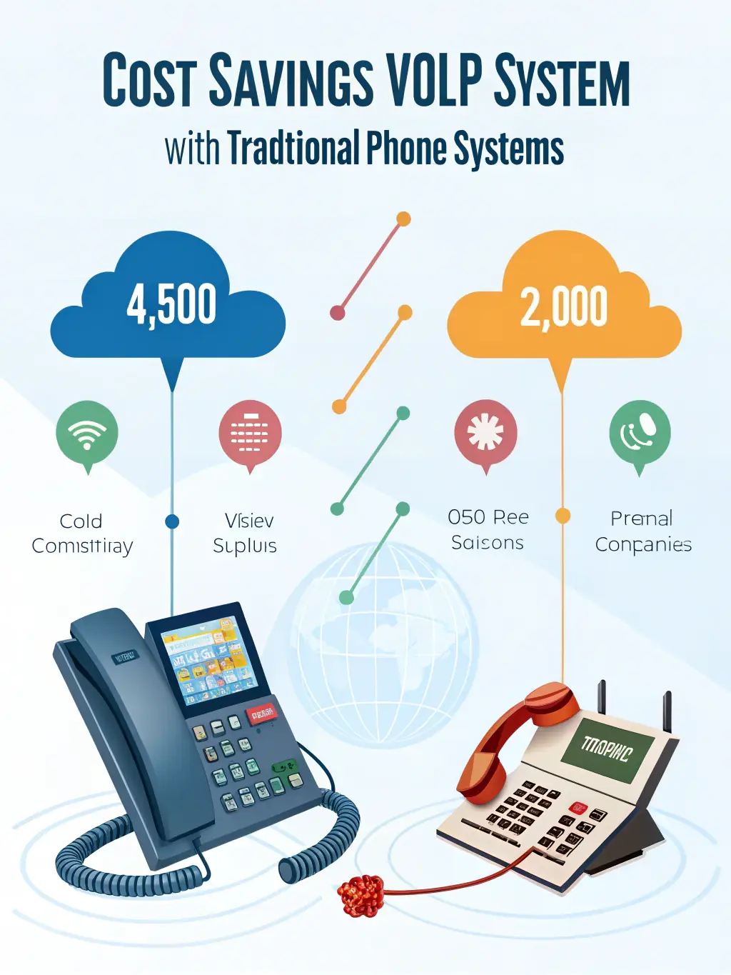 An infographic comparing the costs of traditional phone systems versus VoIP, highlighting the potential savings.