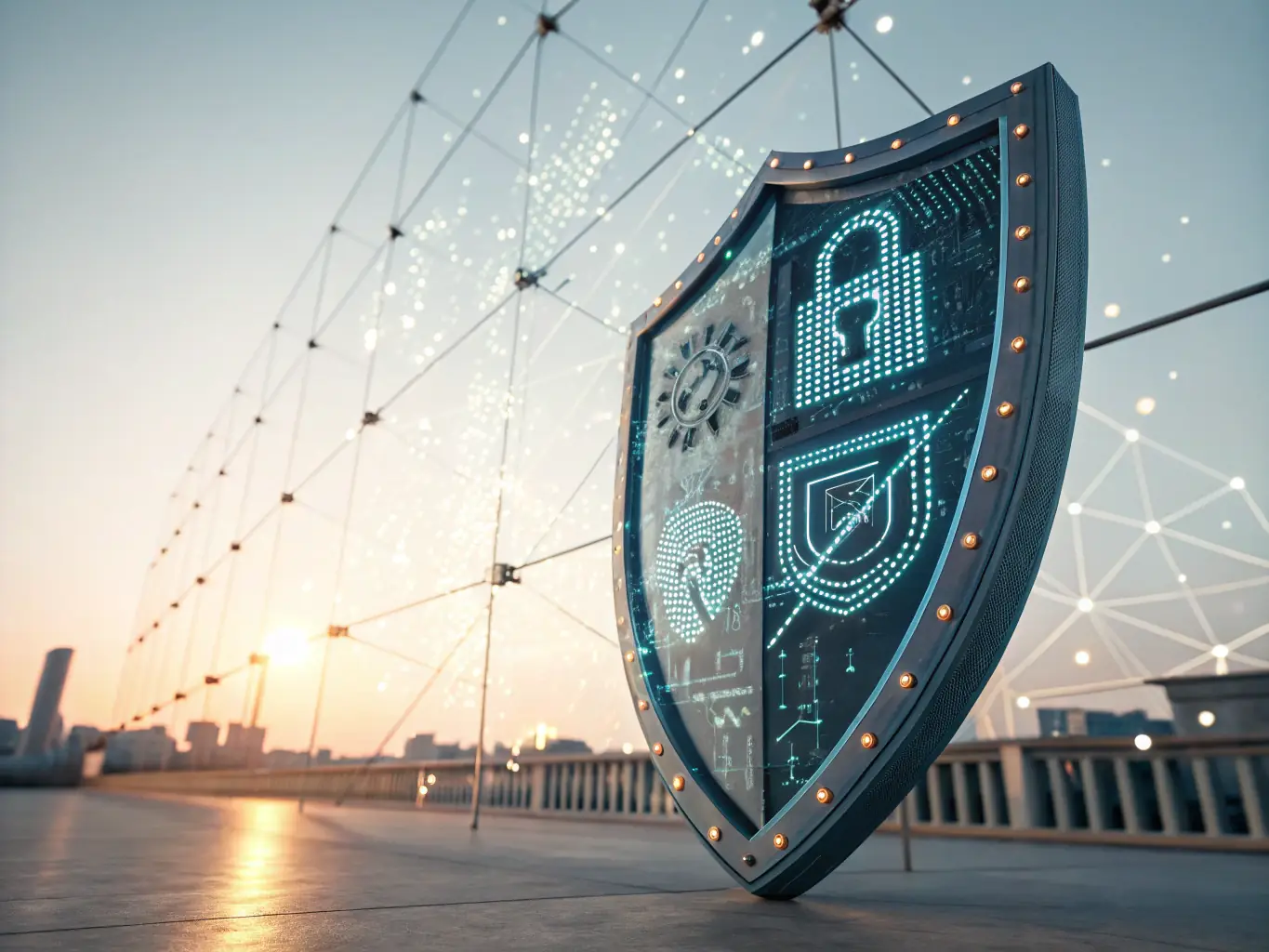 A graphic illustrating the secure communication features of the Infinity 7005D, such as encryption and access controls, emphasizing data protection.