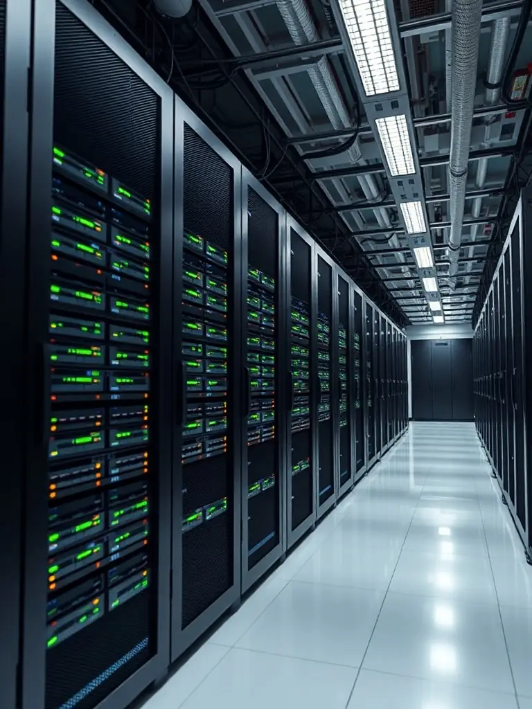 A server room with neatly organized network cables, highlighting the reliability and stability of DataTel 360's network cabling infrastructure.