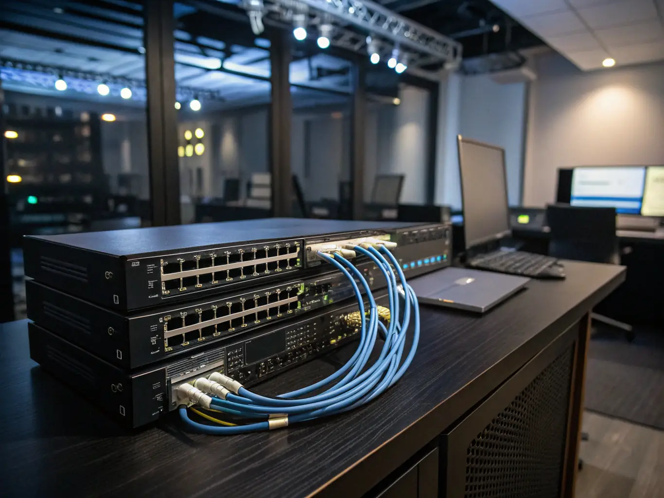 A secure network closet with internet failover equipment, emphasizing the importance of reliable network infrastructure.