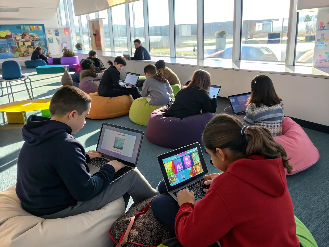 A classroom with students using laptops, representing the education industry's need for reliable and scalable IT solutions.