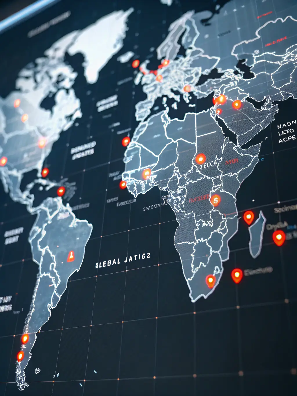 A photo of a global map with interconnected office locations, highlighting the benefits of multi-location VoIP solutions.