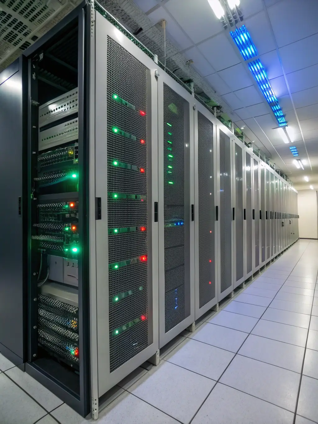 An image of a server room with redundant systems and backup power, emphasizing DataTel 360's focus on uptime and business continuity. The image should convey resilience and reliability.