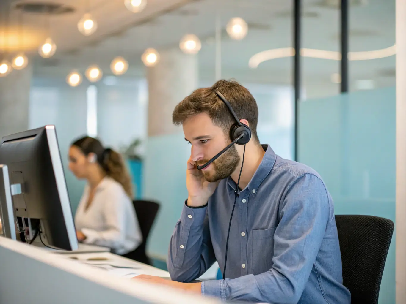 A support team answering calls and resolving IT issues around the clock, representing DataTel 360's 24/7 availability and commitment to customer service.