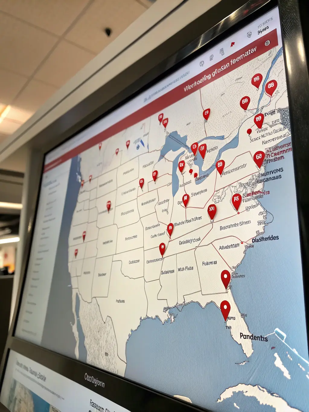 A map of the United States with pins highlighting DataTel 360's service locations, emphasizing their nationwide reach and ability to support businesses across the country.