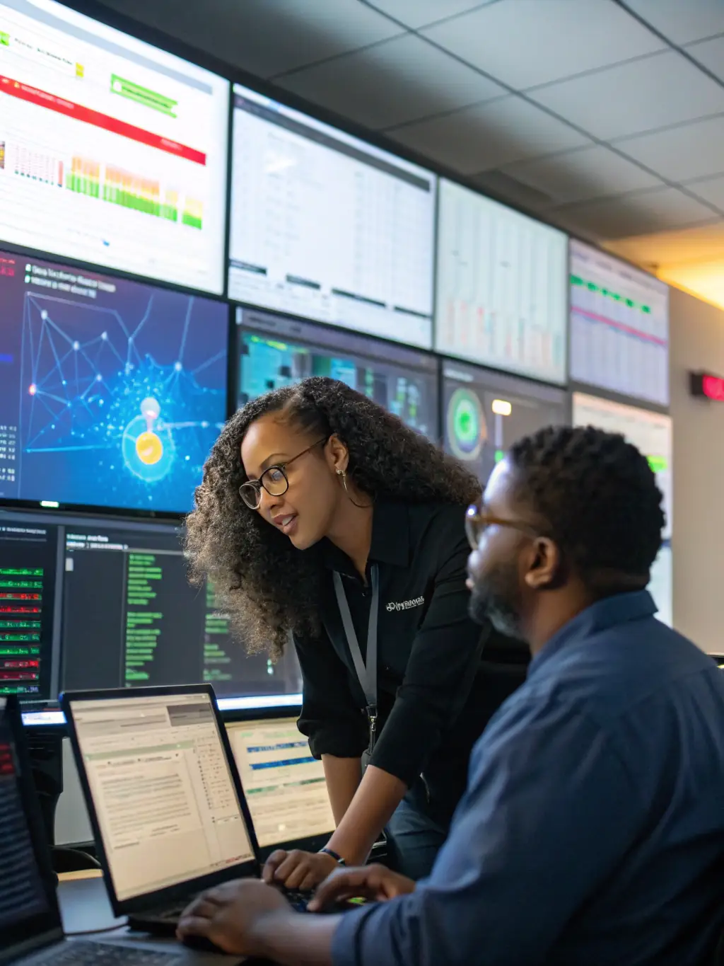 An image depicting a DataTel 360 support team working diligently during after-hours, ensuring critical systems are maintained and operational.